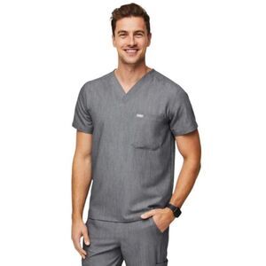 FIGS Leon Three-Pocket Graphite Gray Scrub Top M EUC